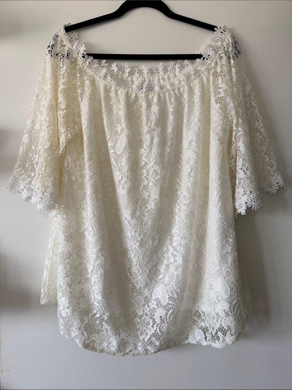Miholl|Ivory Cottagecore Lace Off-Shoulder Blouse|XXL|NWT